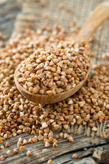 buckwheat in a wooden spoon