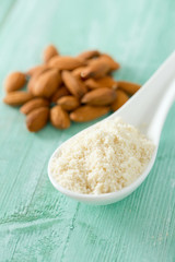almond flour on wooden surface