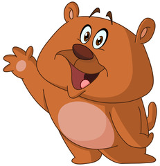 Happy bear waving