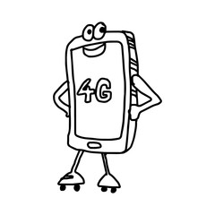 illustration vector hand draw doodles of cartoon smiling mobile