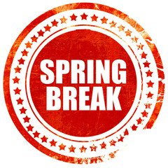 spring break, grunge red rubber stamp with rough lines and edges