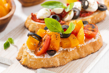 italian appetizer - bruschetta, closeup