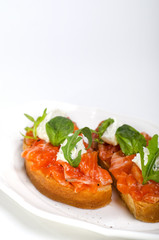 tasty bruschetta with salmon
