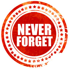 never forget, grunge red rubber stamp with rough lines and edges