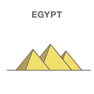General view of pyramids from the Giza Plateau color illustration 