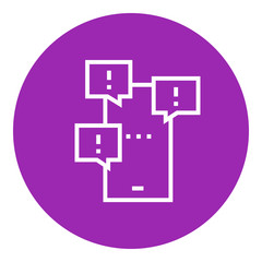 Touch screen phone with messages line icon.