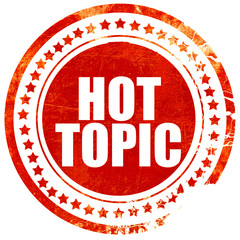 hot topic, grunge red rubber stamp with rough lines and edges