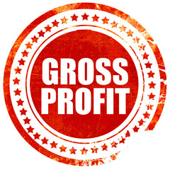 gross profit, grunge red rubber stamp with rough lines and edges
