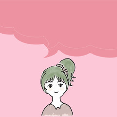 Women Cartoon Characters with talking babble vector art template. Illustration design for printable.