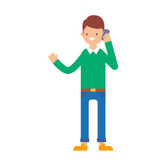 Vector illustration of a man talking on the phone