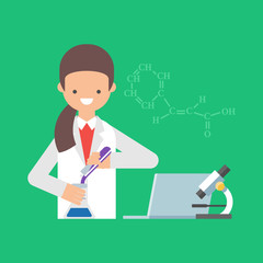 Vector illustration of a scientist working in a lab