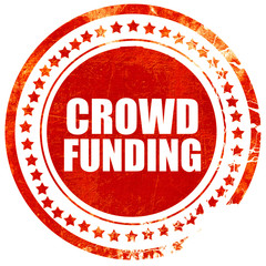 crowd funding, grunge red rubber stamp with rough lines and edge