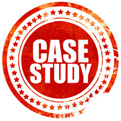 case study, grunge red rubber stamp with rough lines and edges