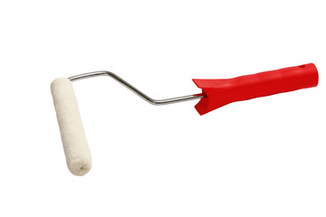 Roller paintbrush isolated on white.