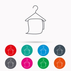 Bath towel icon. Cleaning service sign.