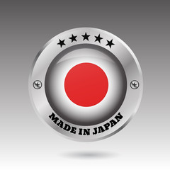 Made in Japan silver badge button flag symbol  vector eps 10 ill