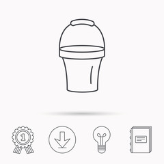 Bucket icon. Trash bin sign. Garden equipment.