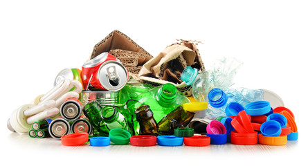 Recyclable garbage consisting of glass, plastic, metal and paper