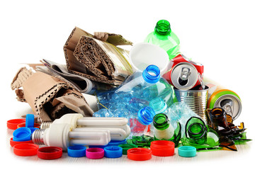 Recyclable garbage consisting of glass, plastic, metal and paper