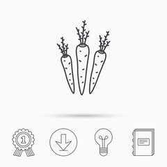 Carrots icon. Vegetarian food sign.