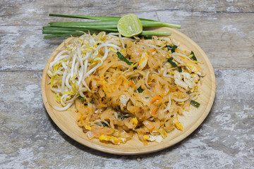pad Thai dish of stir fried rice noodles with a contemporary pre