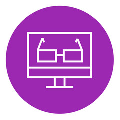 Glasses on computer monitor line icon.
