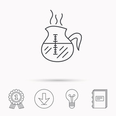 Coffee kettle icon. Hot drink pot sign.