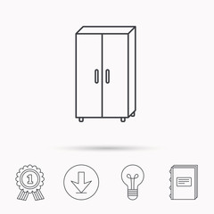 Cupboard icon. Wardrobe furniture sign.