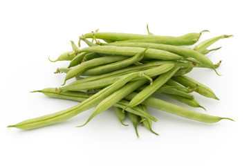 Green beans isolated on a white background.