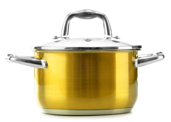 Steel pot isolated on white background