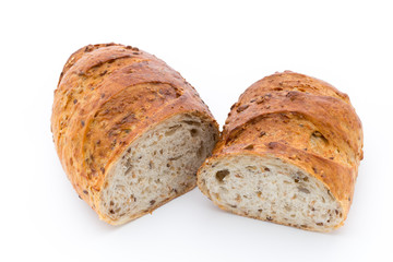 Loaf of bread isolated on white.