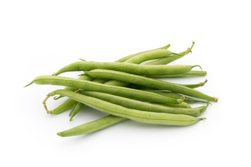 Green beans isolated on a white background.