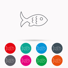 Fish icon. Seafood sign. Vegetarian food symbol.