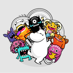 Vector monsters and party © tettygreen