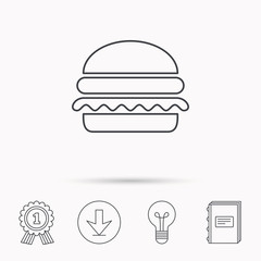 Hamburger icon. Fast food sign.