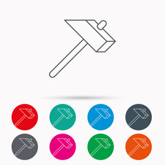 Hammer icon. Repair or fix sign.