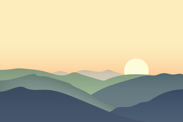 Vector mountain sunrise landscape