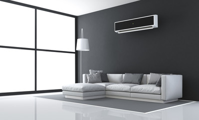 Fototapeta premium Minimalist black and white living room