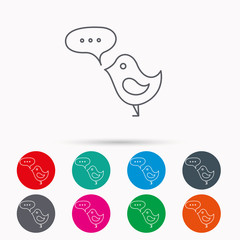Bird with speech bubble icon. Short messages.
