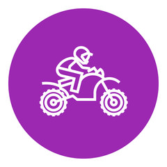 Man riding motocross bike line icon.