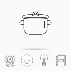 Pan icon. Cooking pot sign.