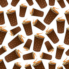 Seamless takeaway coffee paper cups pattern 
