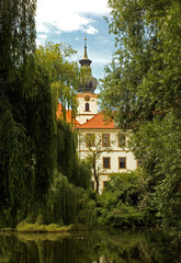 Lake in the park near the Břevnov Monastery (Břevnovský klášter) is a Benedictine archabbey in the Břevnov district of Prague, Czech Republic