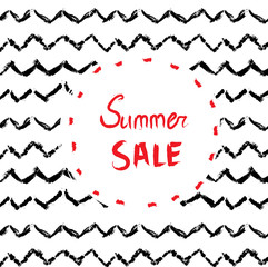Sale background or card design with handdrawn pattern and frame