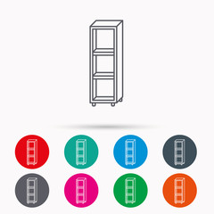 Empty shelves icon. Shelving sign.