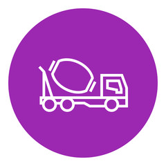 Concrete mixer truck line icon.