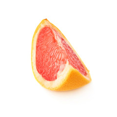 Slice section of grapefruit isolated over the white background