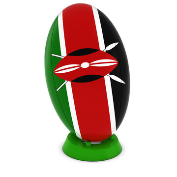 Kenya Rugby - Kenyan Flag on Standing Rugby Ball