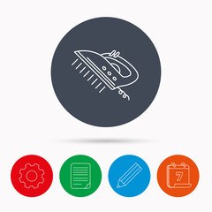 Steam ironing icon. Iron housework tool sign.
