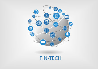 Fin-tech (financial technology) vector infographic and background